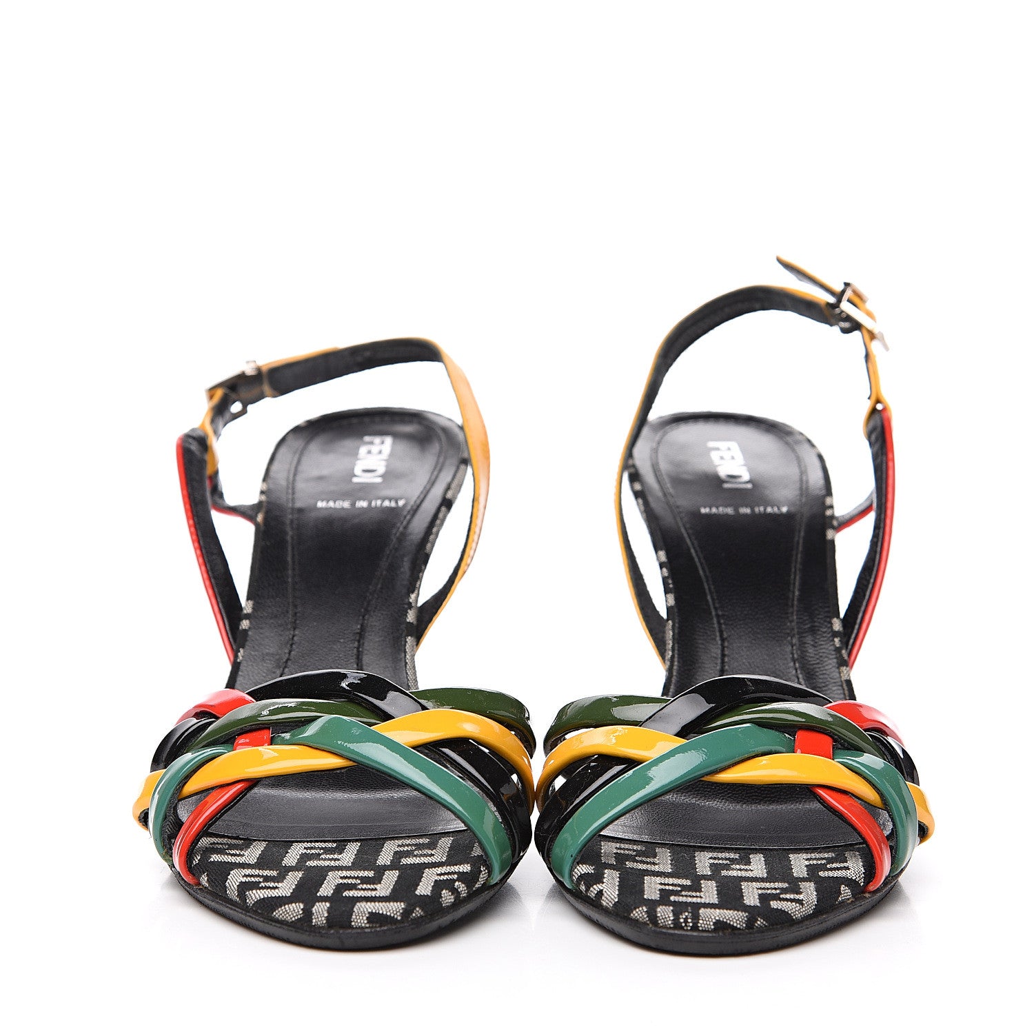 Fendi Patent Zucchino Slingback Sandal Pumps 37 Multicolor 2 of 8