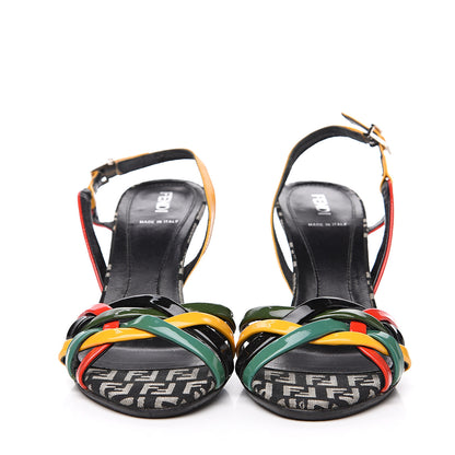 Fendi Patent Zucchino Slingback Sandal Pumps 37 Multicolor 2 of 8