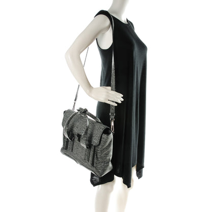3.1 Phillip Lim 3.1 Calfskin Embossed Medium Pashli Satchel Black Cream 2 of 7