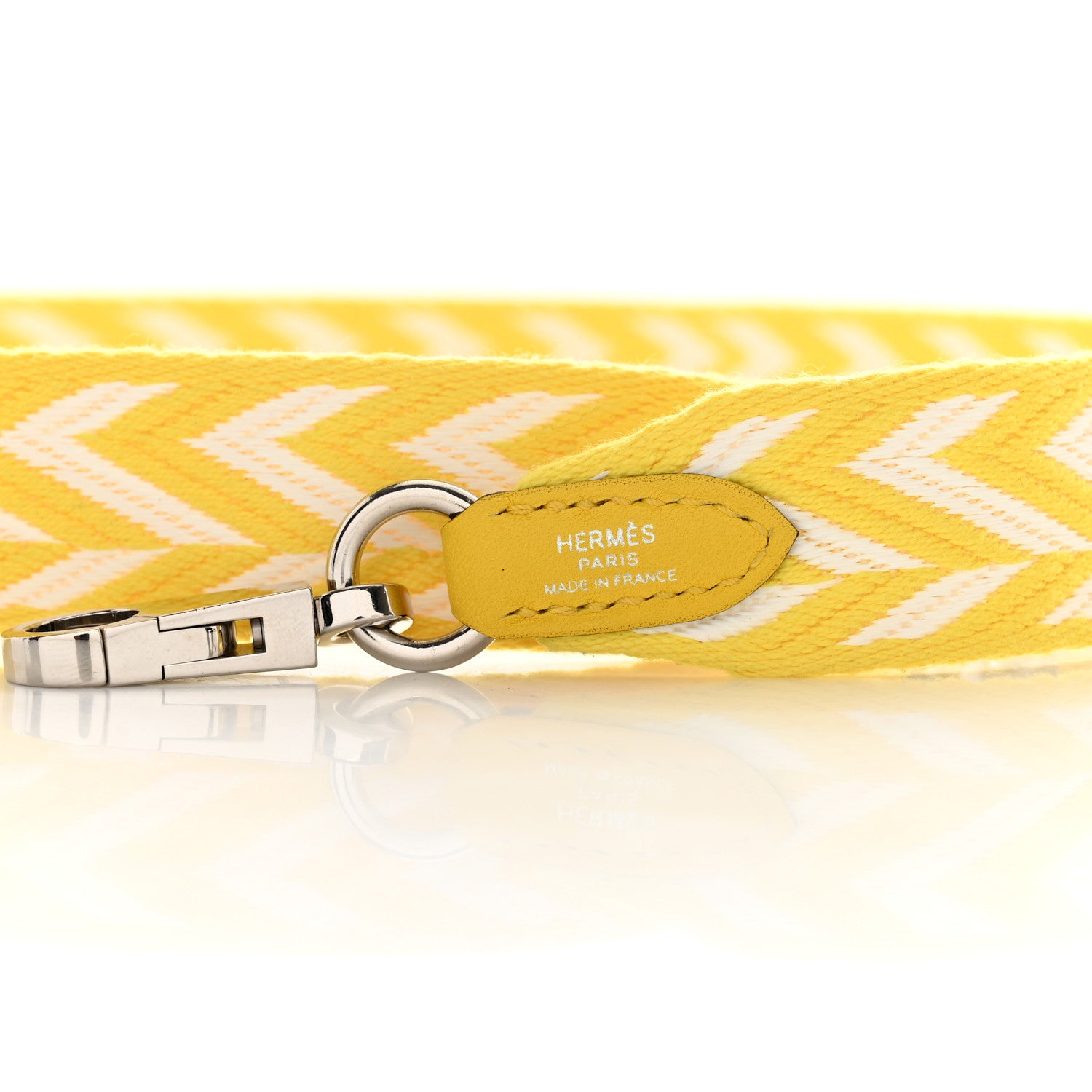 Hermes Toile Swift 25mm Sangle ZigZag Shoulder Strap Jaune De Naples White 3 of 4