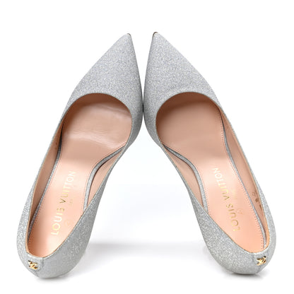 Louis Vuitton Glitter Fabric Blossom Pumps 37 Silver 2 of 10