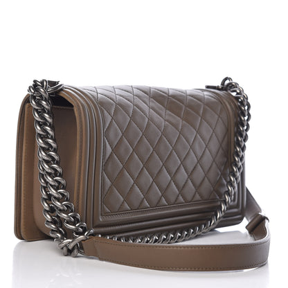 Chanel Lambskin Quilted Medium Boy Flap Khaki 3 of 15