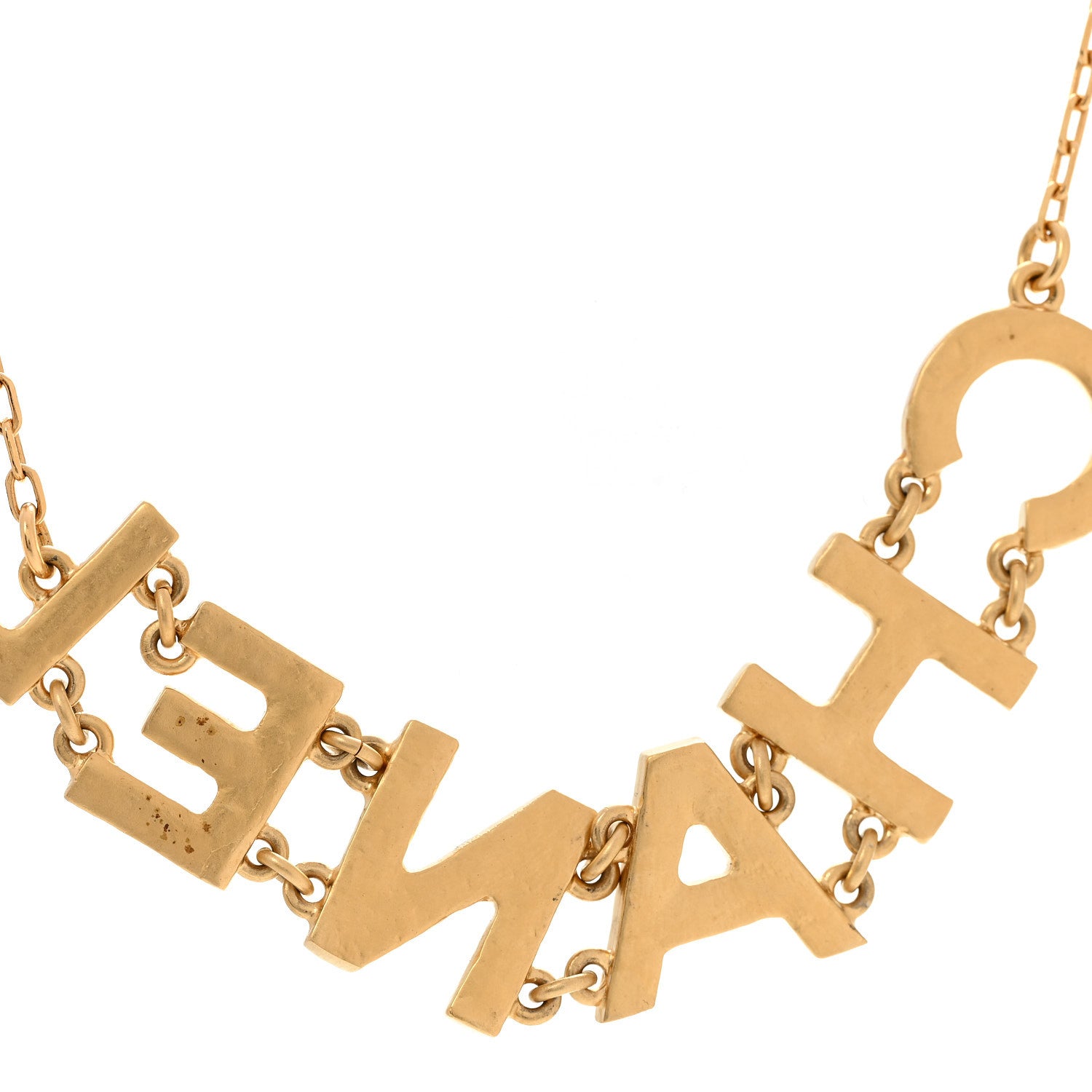 Chanel Metal Crystal 90's Icon Logo Necklace Gold 1891687