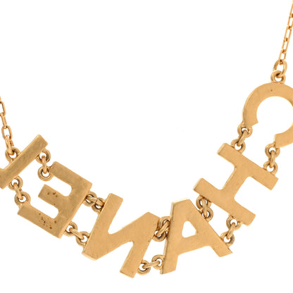 Chanel Metal Crystal 90's Icon Logo Necklace Gold 6 of 7
