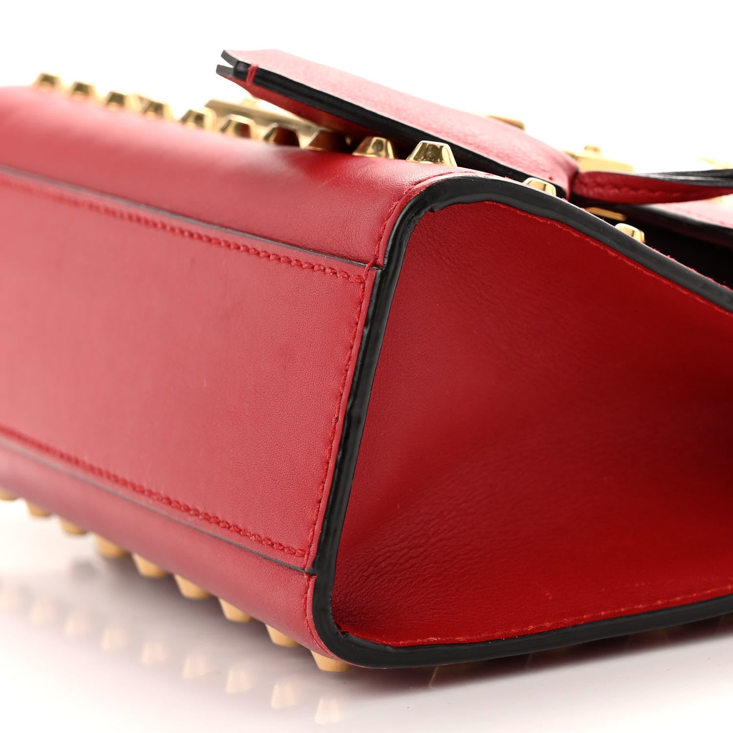 Gucci Calfskin Studded Small Padlock Shoulder Bag Hibiscus Red 10 of 21