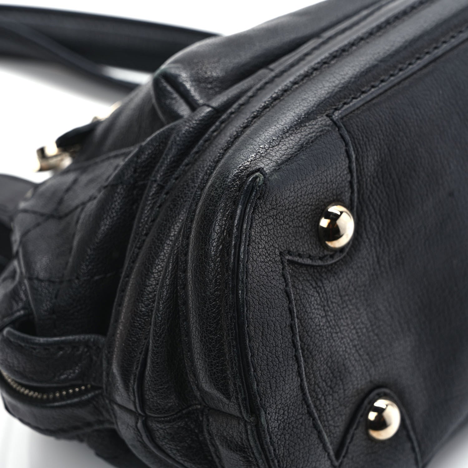 Chanel Goatskin Square Stitch Essential Bowler Black 9 of 10