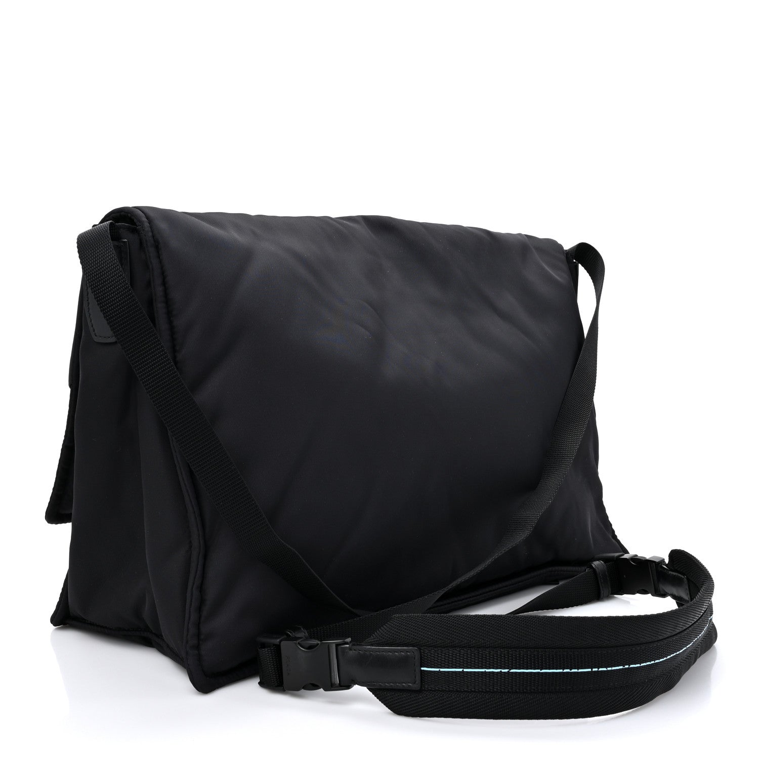 Prada Tessuto Nylon Saffiano Logo Messenger Bag Black 3 of 9