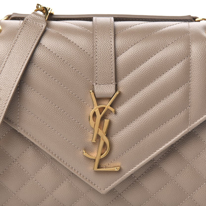 Saint Laurent Grain De Poudre Textured Mixed Matelasse Medium Triquilt Monogram Satchel Taupe 9 of 9