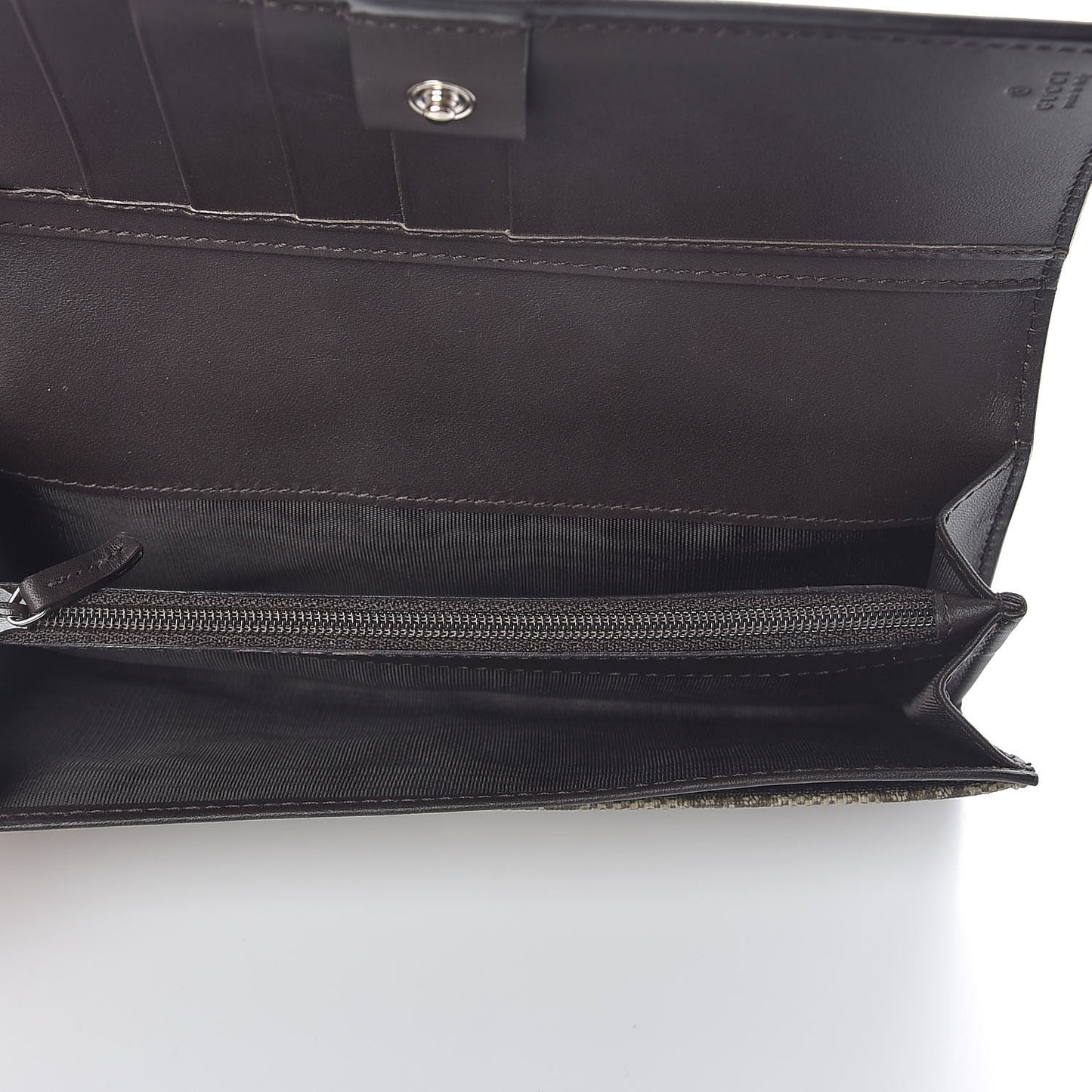 GG Supreme Monogram Selleria Calfskin Web New Web Continental Wallet Beige Ebony Cocoa