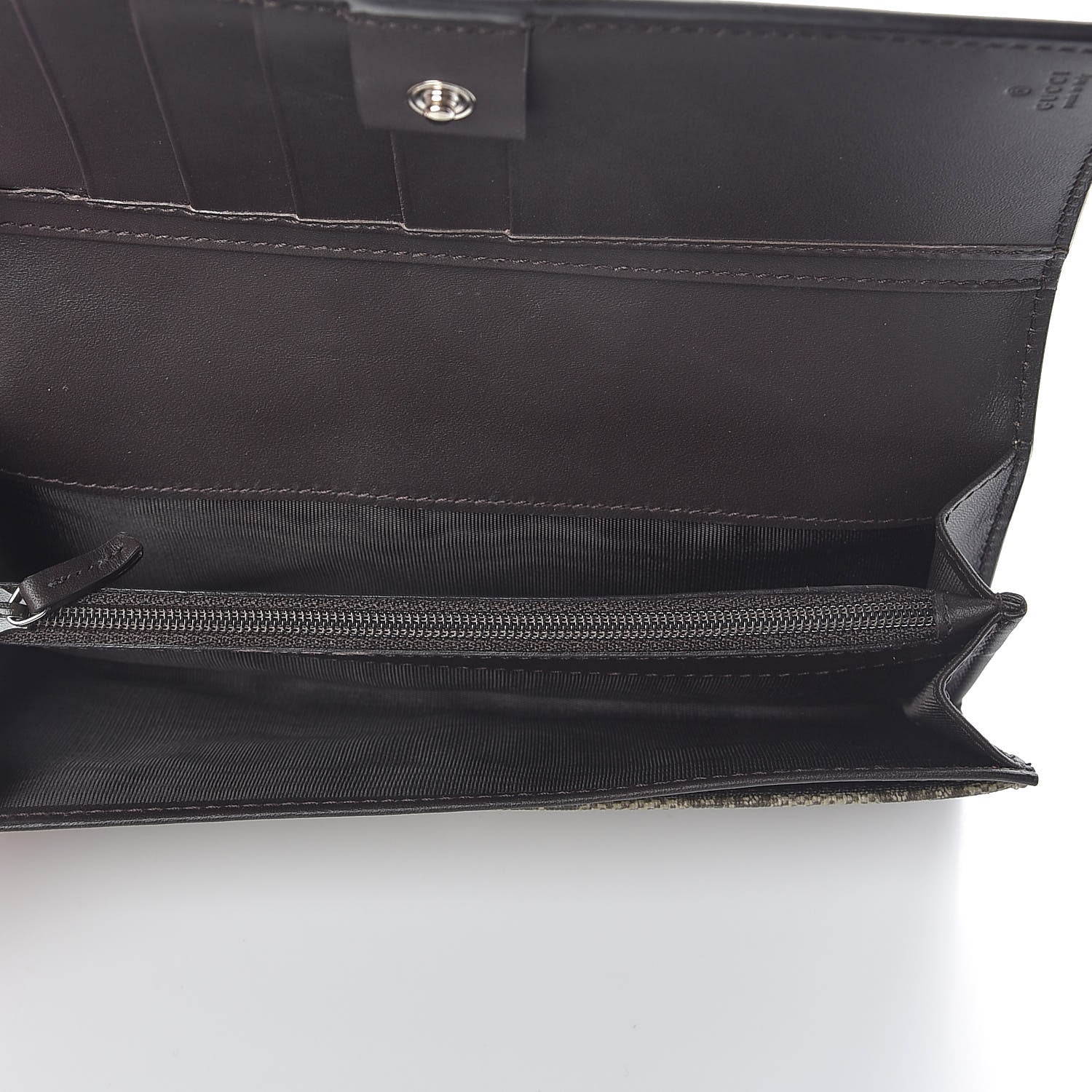 Gucci GG Supreme Monogram Selleria Calfskin Web New Web Continental Wallet Beige Ebony Cocoa 5 of 6
