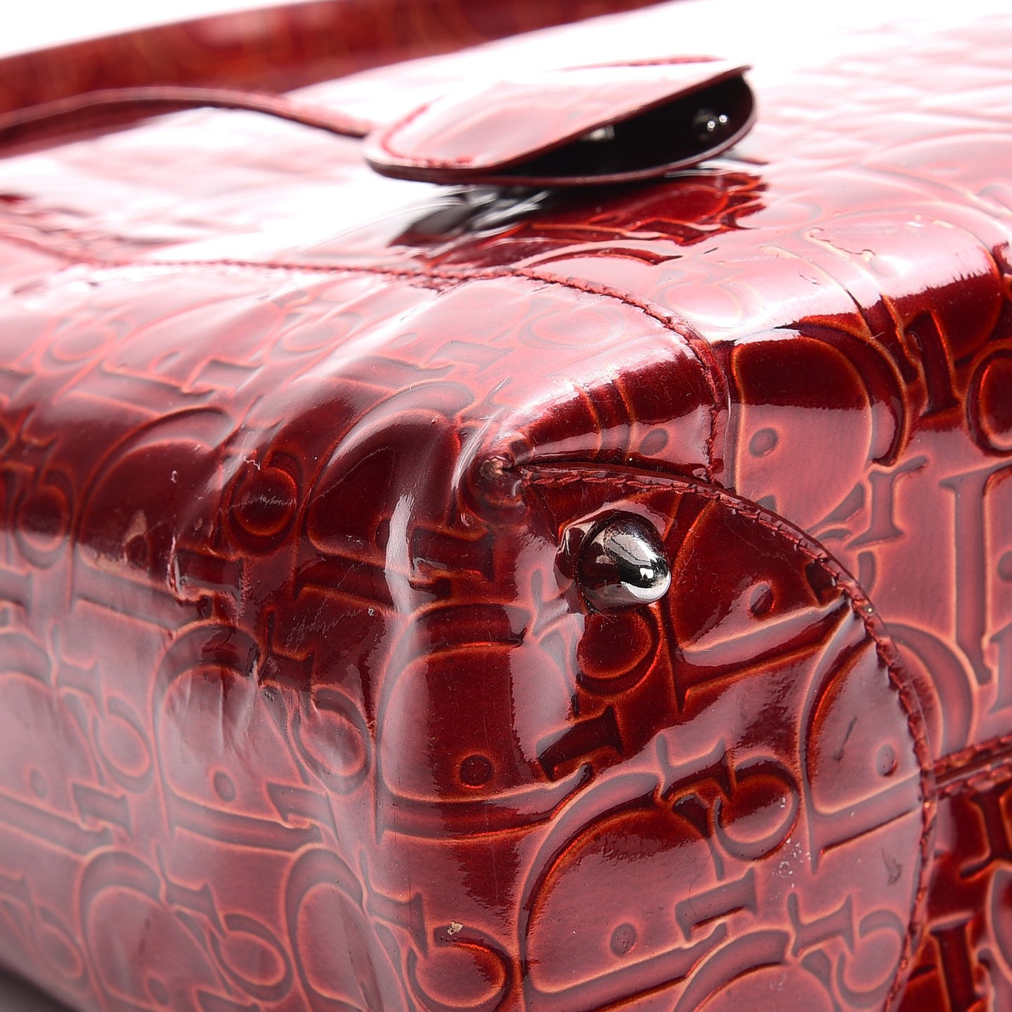 Patent Ultimate Chrome Beaded Malice Tote Red