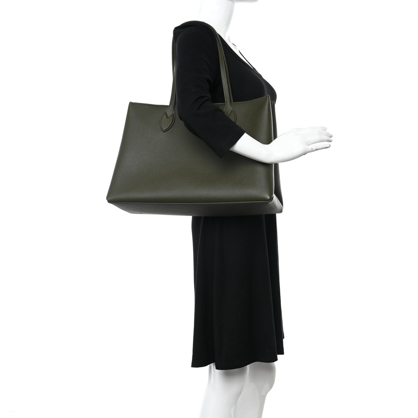 Grained Calfskin Lockme Shopper Kaki