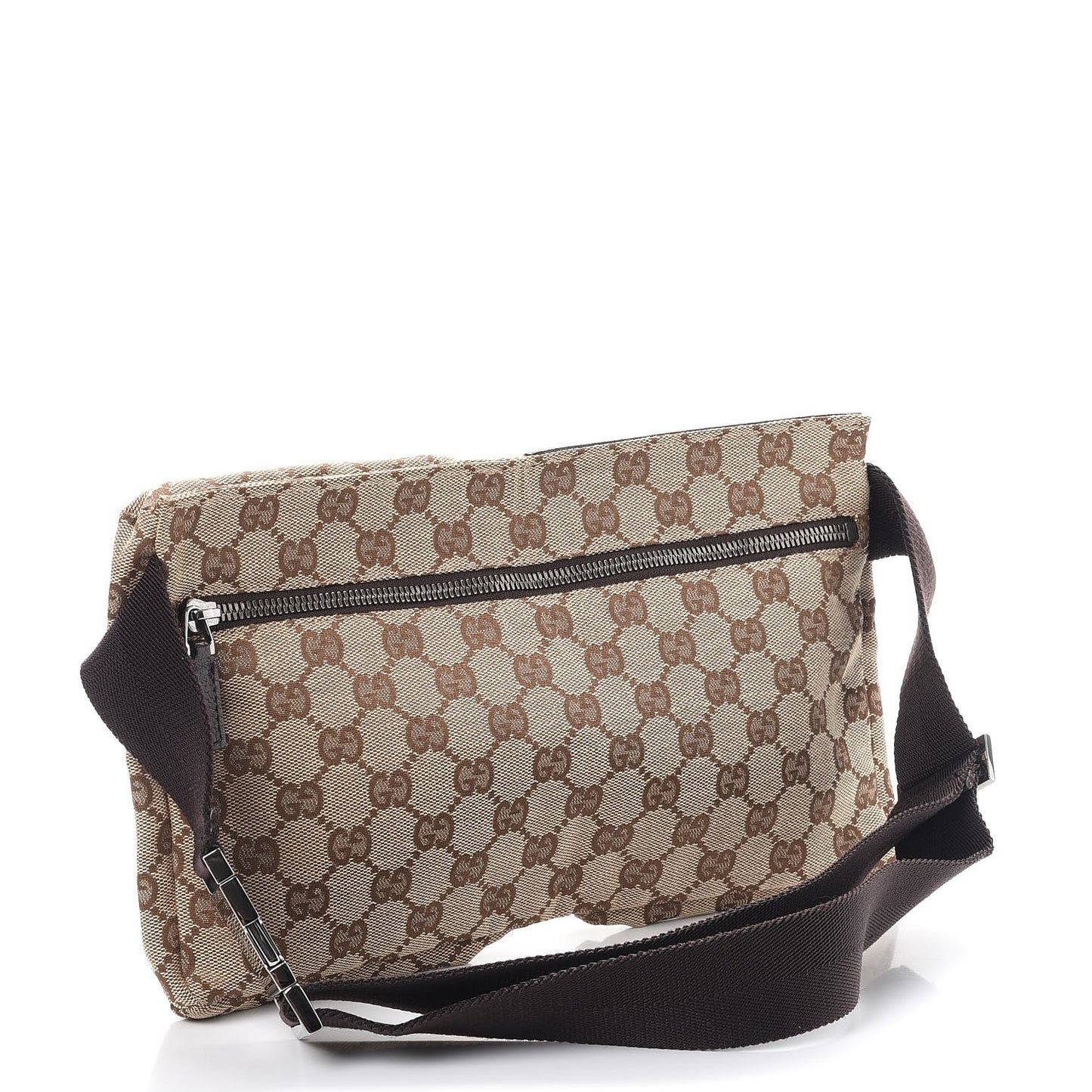 GG Monogram Double Pocket Belt Bag Dark Brown