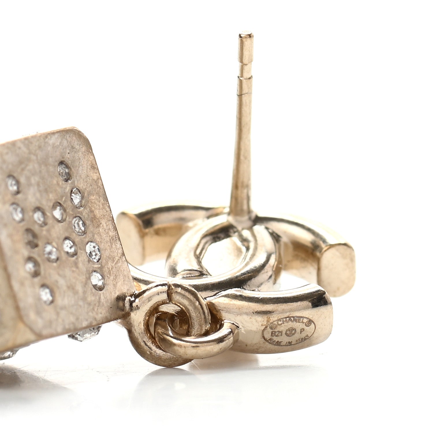 Chanel Crystal CC Turnlock Dice Drop Earrings Gold 4 of 4