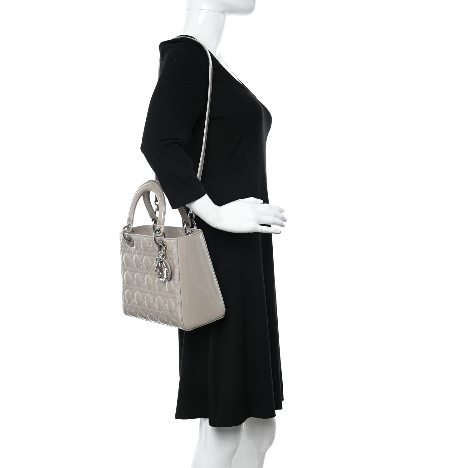 Christian Dior Patent Cannage Medium Lady Dior Grey 2 of 12