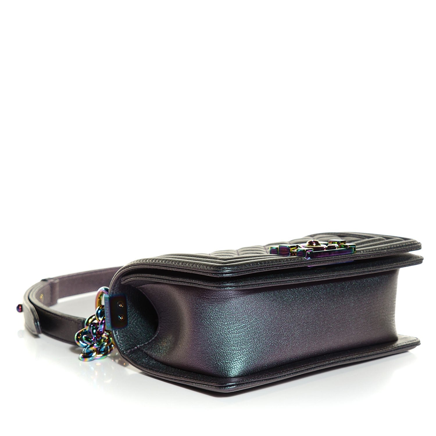 Chanel Iridescent Goatskin Quilted Small Boy with Iridescent Ruthenium Purple 4 of 9