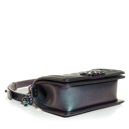 Chanel Iridescent Goatskin Quilted Small Boy with Iridescent Ruthenium Purple 4 of 9