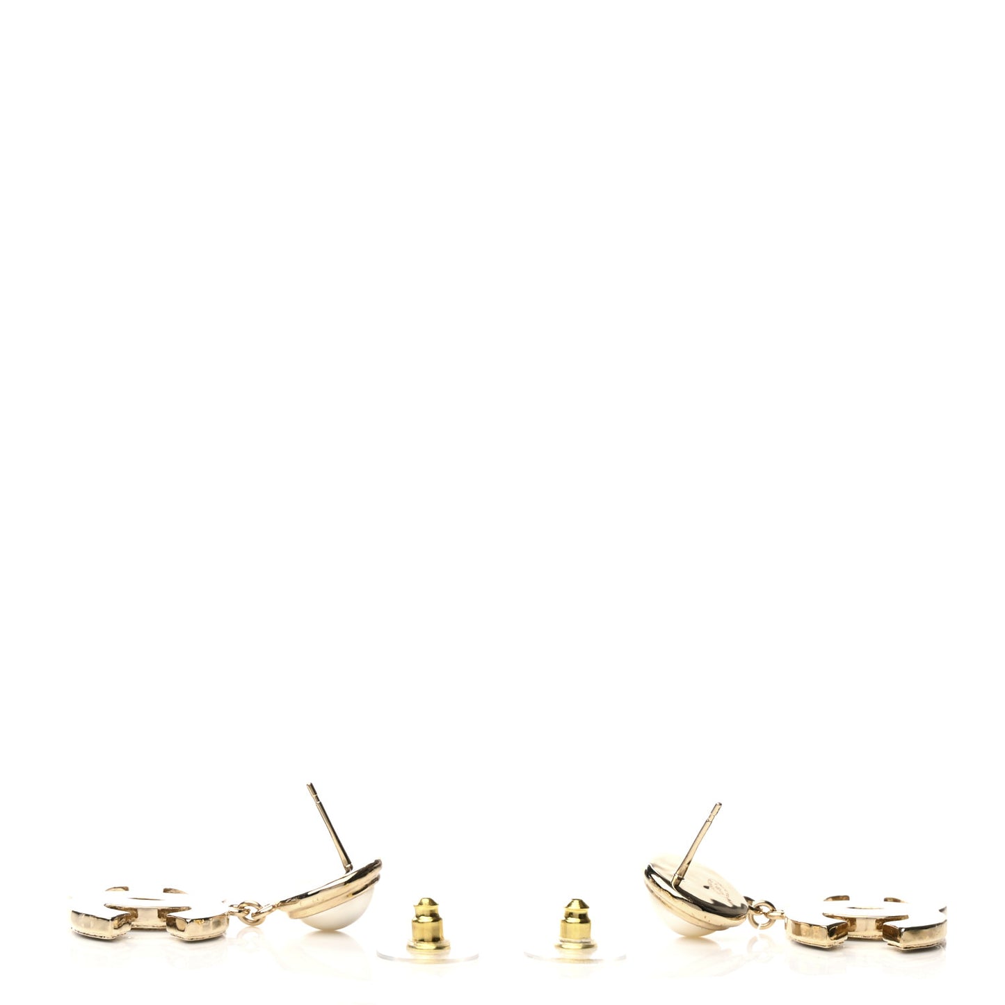 Pearl Enamel CC Drop Earrings Black