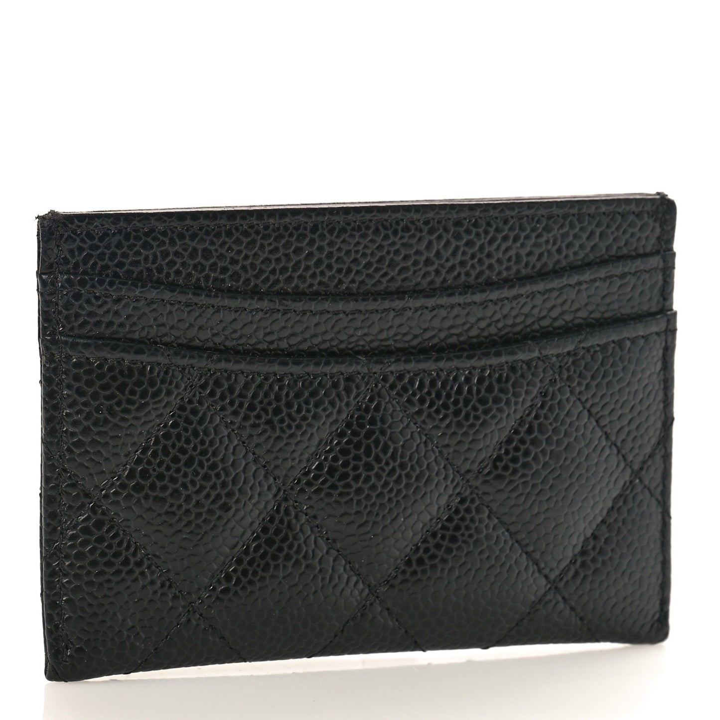 Caviar Quilted Card Holder Black