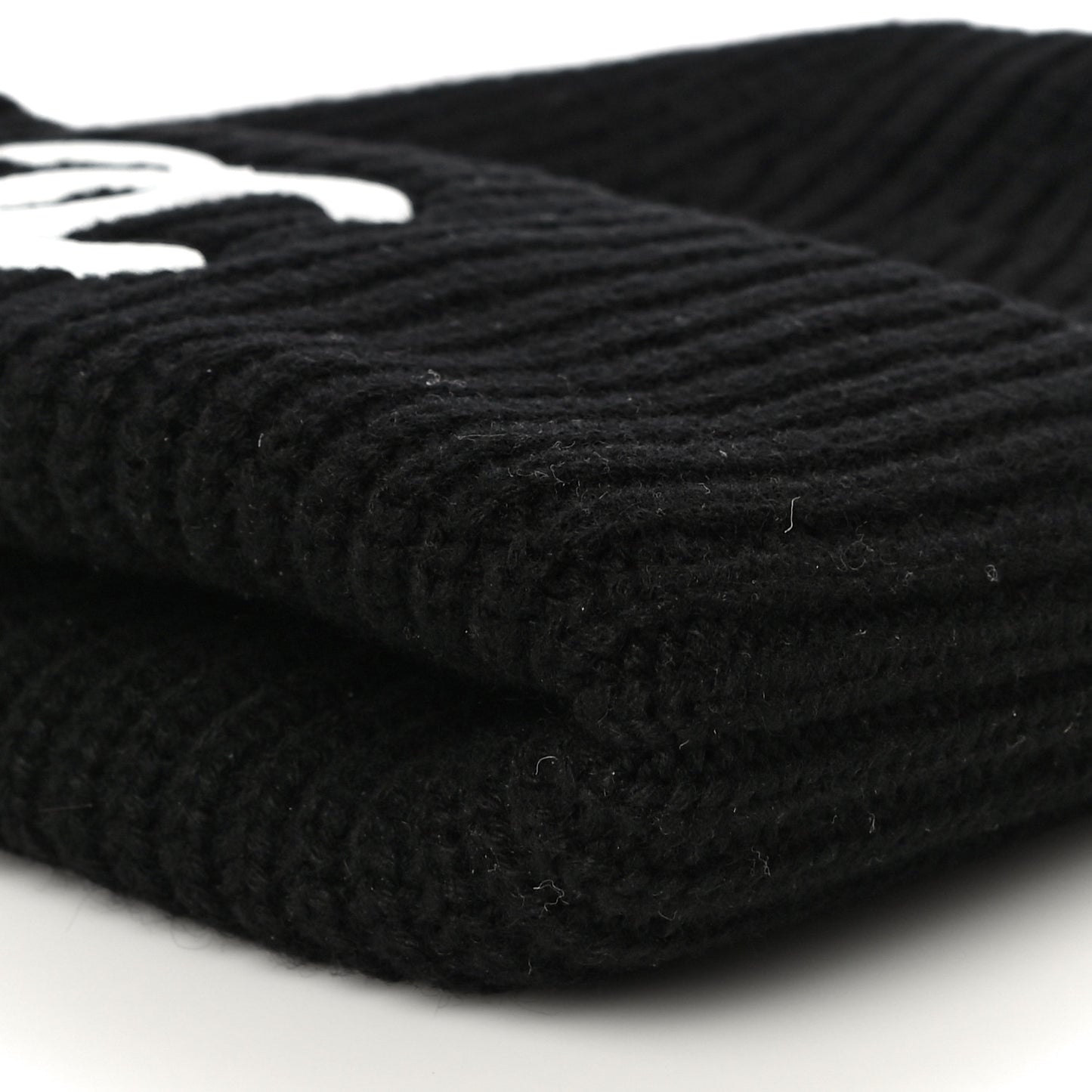 Wool Cashmere CC Beanie Hat Light Black White