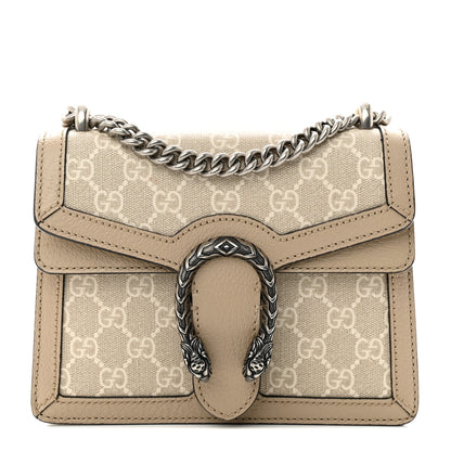 Gucci GG Supreme Monogram Textured Dollar Calfskin Mini Dionysus Shoulder Bag Beige Mystic White Oatmeal 1 of 14