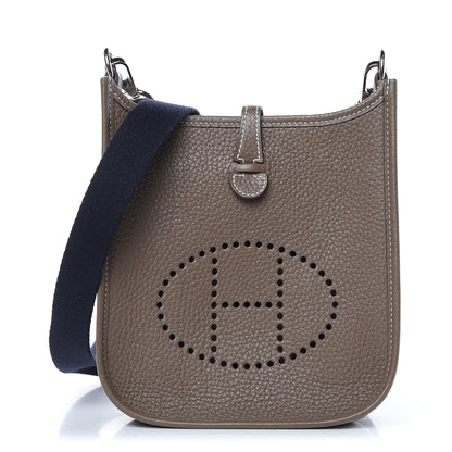 Hermes Taurillon Clemence Amazone Evelyne TPM Etoupe Bleu Indigo 1 of 11