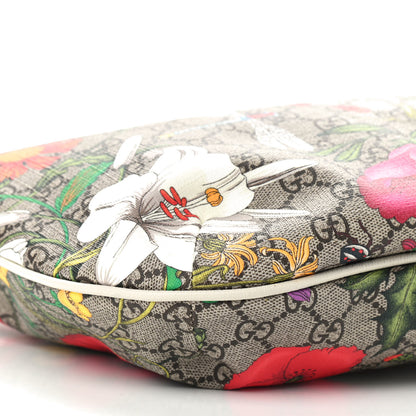 Gucci GG Supreme Monogram Flora Web Small Ophidia Half Moon Hobo White 8 of 9