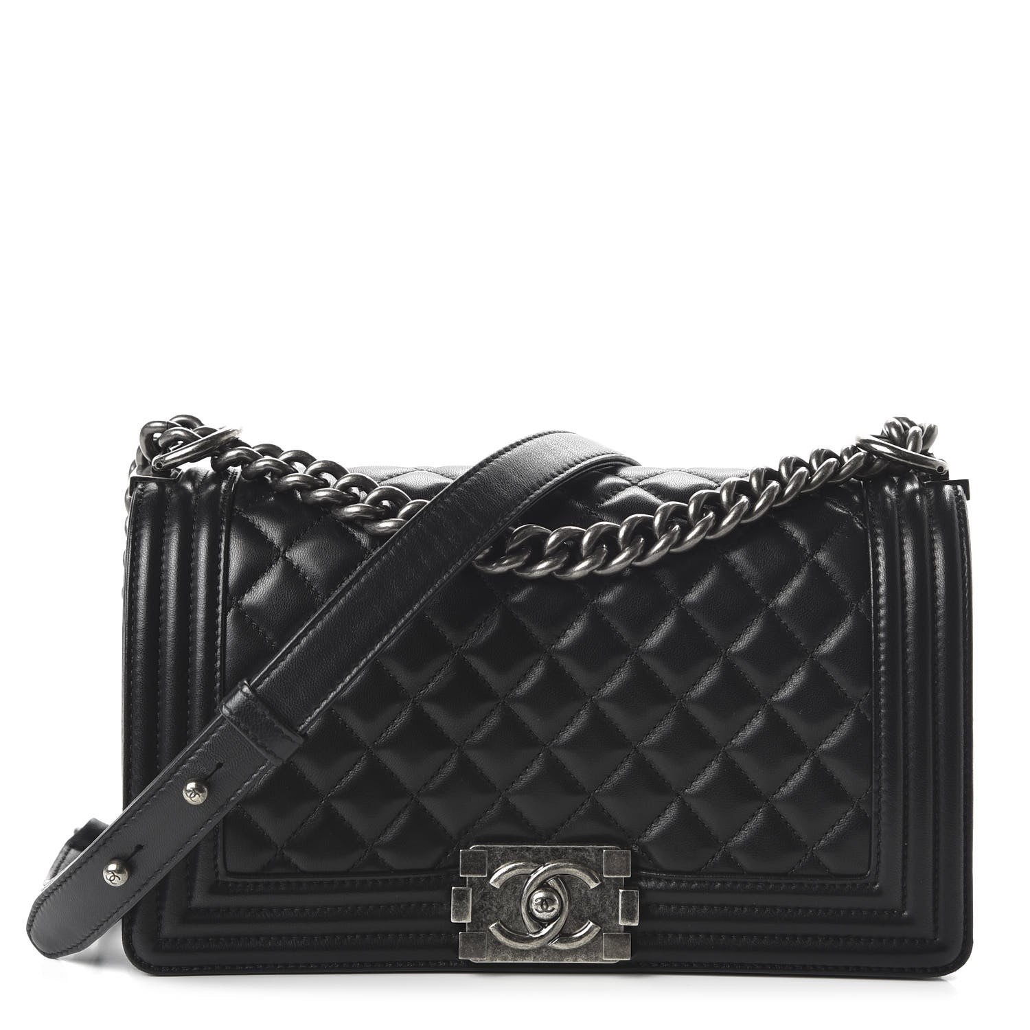 Chanel Lambskin Quilted Medium Boy Flap Black 1 of 10