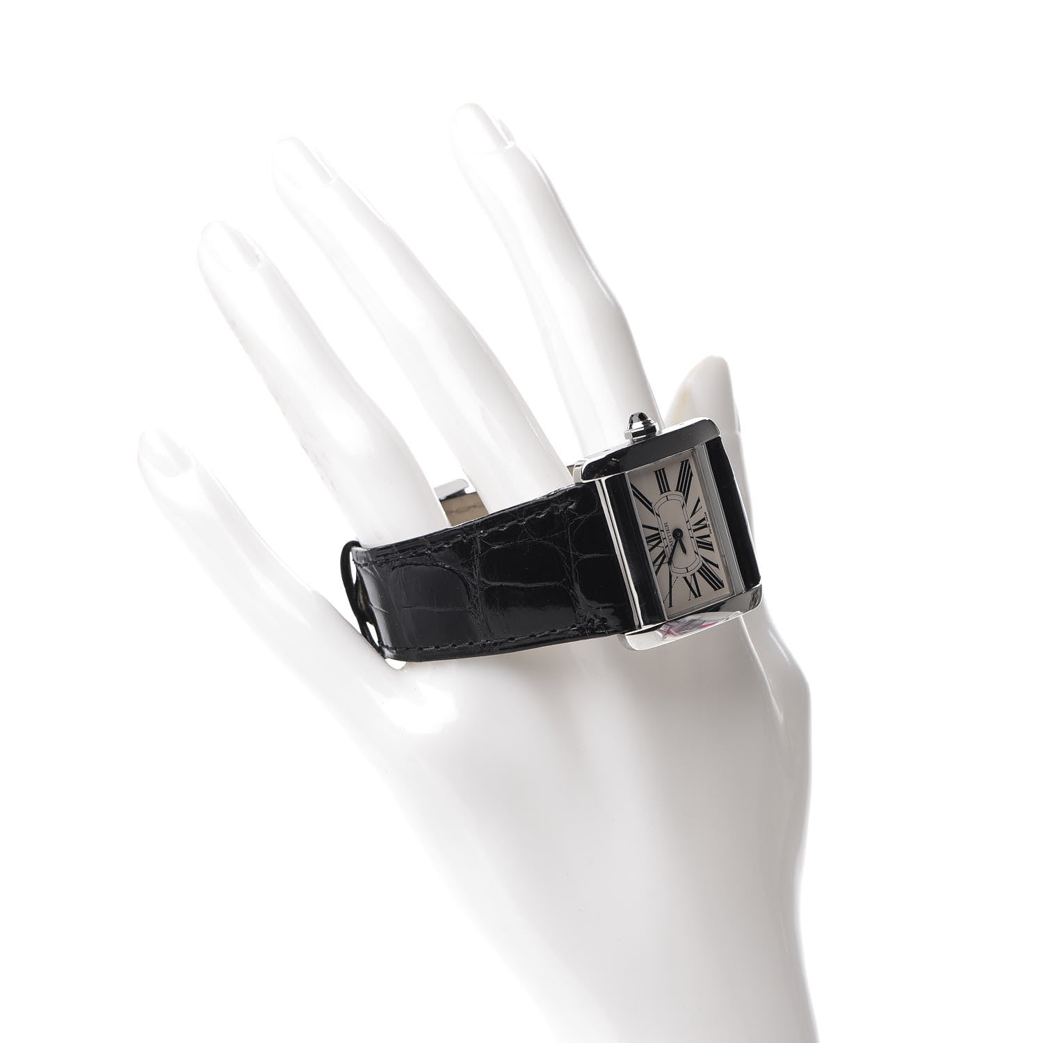 Cartier Stainless Steel Alligator 32mm Tank Divan Quartz Watch 2 of 8