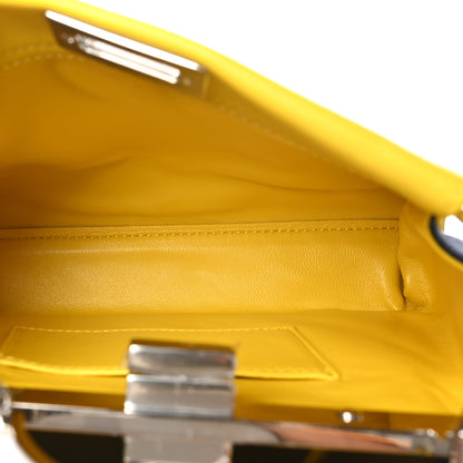 Fendi Denim Fabric Nappa FF Mini Peekaboo Iconic Satchel Yellow 6 of 10