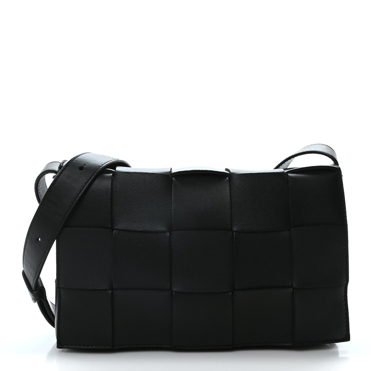 Bottega Veneta Lambskin Maxi Intrecciato Cassette Crossbody Bag Black 1 of 9