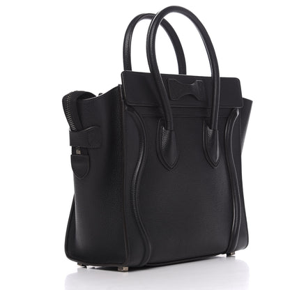 Celine Drummed Calfskin Micro Luggage Black 2 of 10
