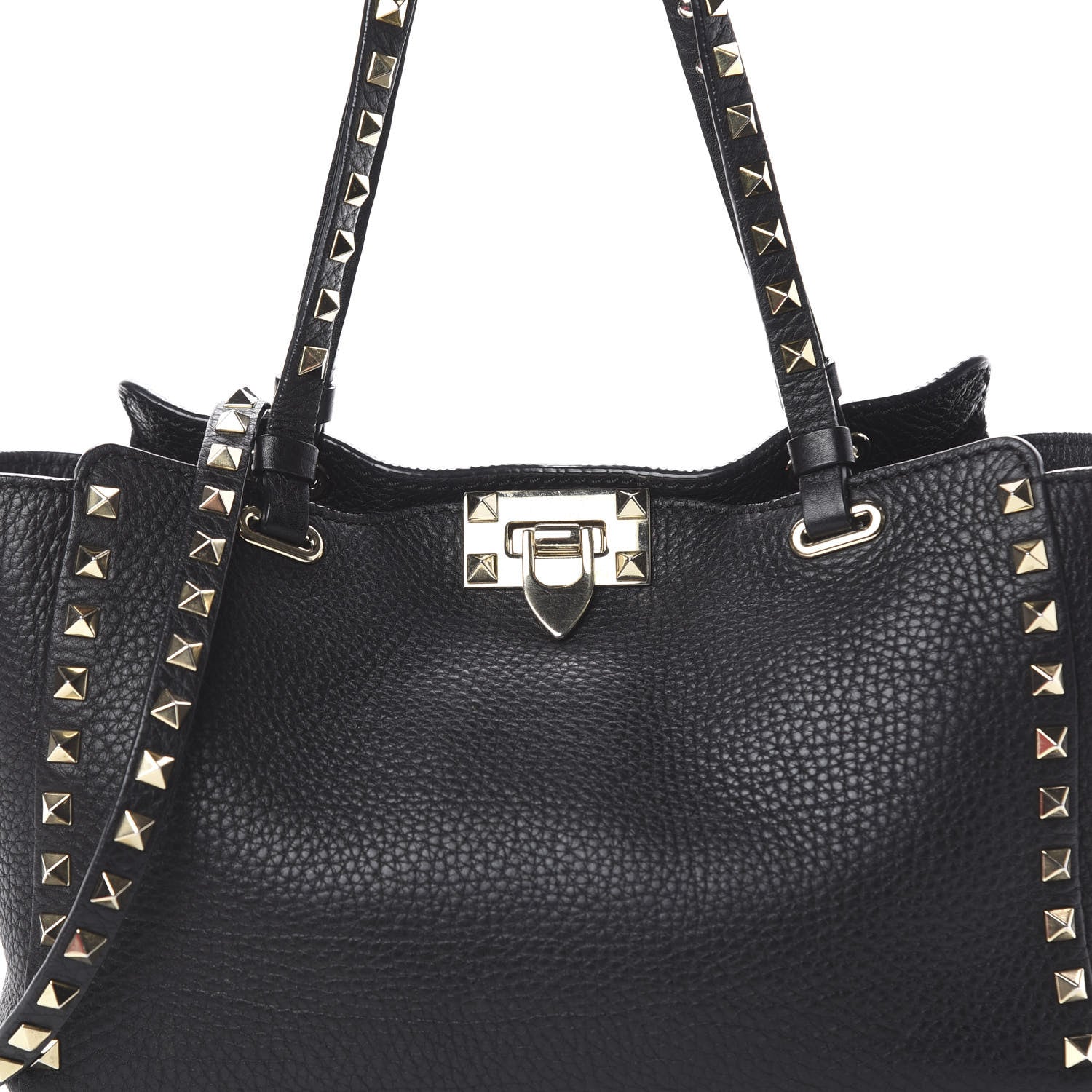 Valentino Garavani Grained Calfskin Small Rockstud Tote Black 13 of 13