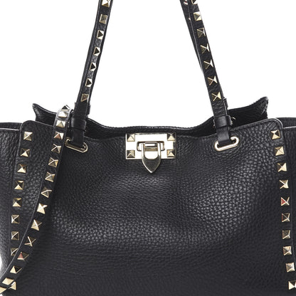 Valentino Garavani Grained Calfskin Small Rockstud Tote Black 13 of 13