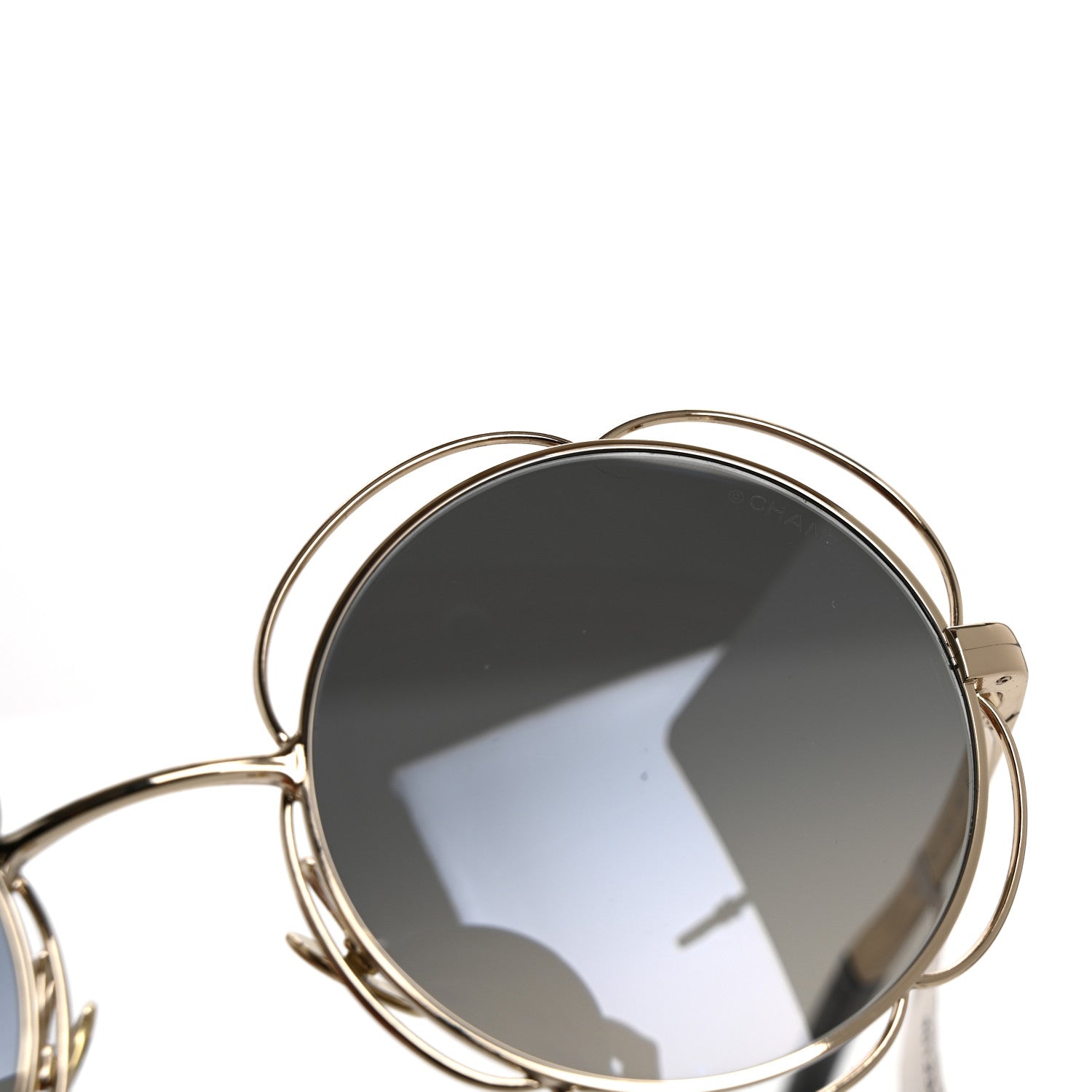 Chanel Metal Round Camellia Sunglasses 71573 Gold 7 of 8