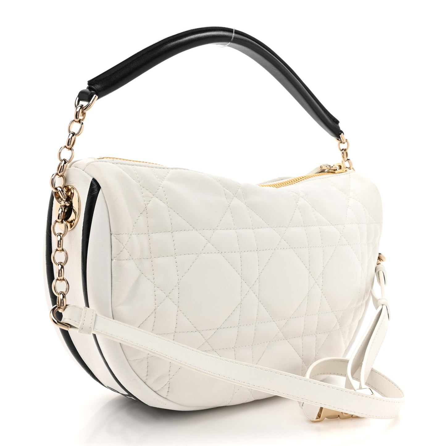 Lambskin Cannage Medium Dior Vibe Hobo Bag White