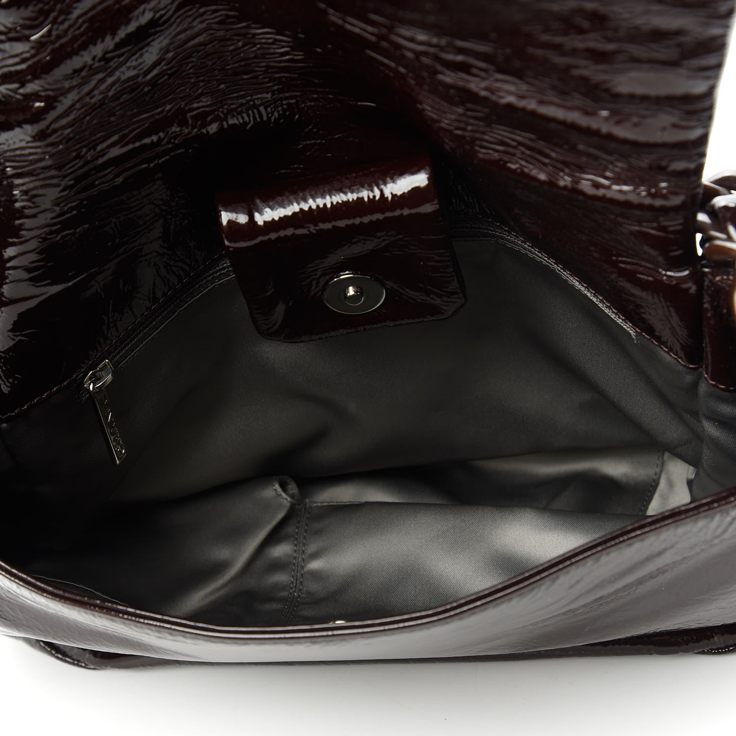 Chanel Crinkled Patent Modern Chain Flap Dark Brown 5 of 10