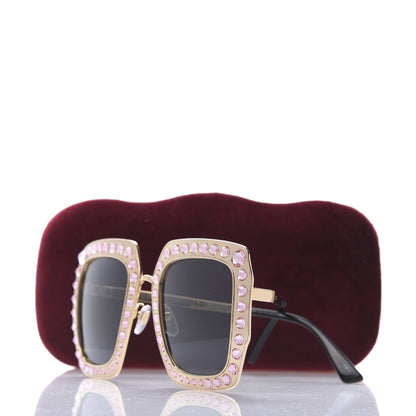 Gucci Metal Acetate Crystal Oversize GG0115S Sunglasses Gold 9 of 9