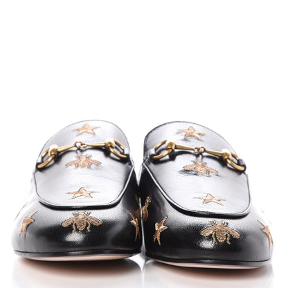 Gucci Goatskin Bee Star Embroidered Womens Princetown Slippers 38.5 Black 2 of 10