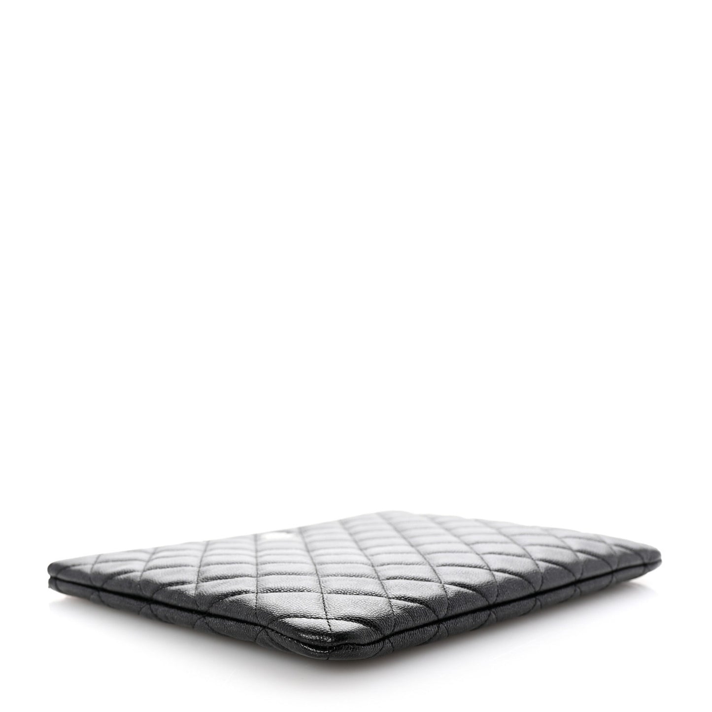 Iridescent Caviar Quilted Medium Cosmetic Case Black