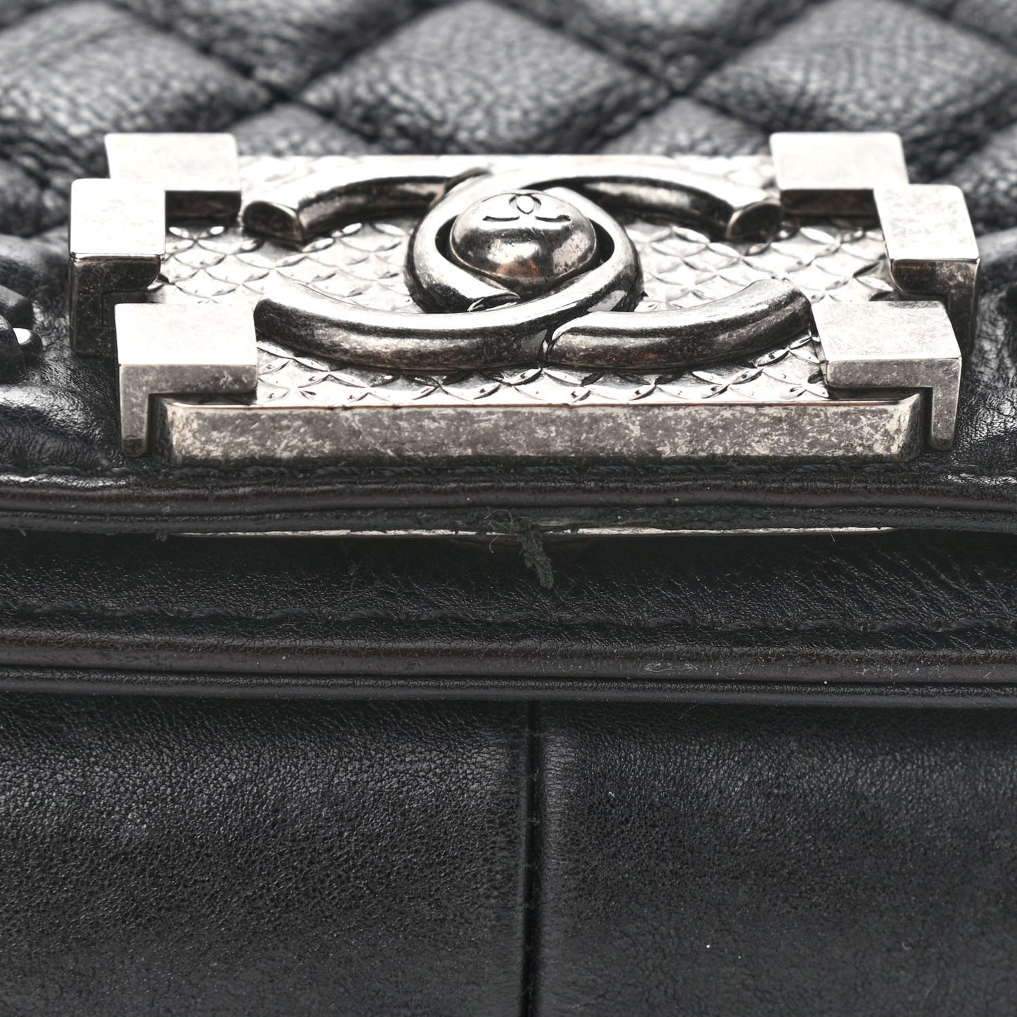 Goatskin Quilted Medium Boy Handle Flap Black