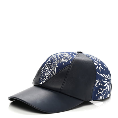 Hermes Lambskin Silk Thelma Les Leopards Bandana Hat 59 Marine White 1 of 11
