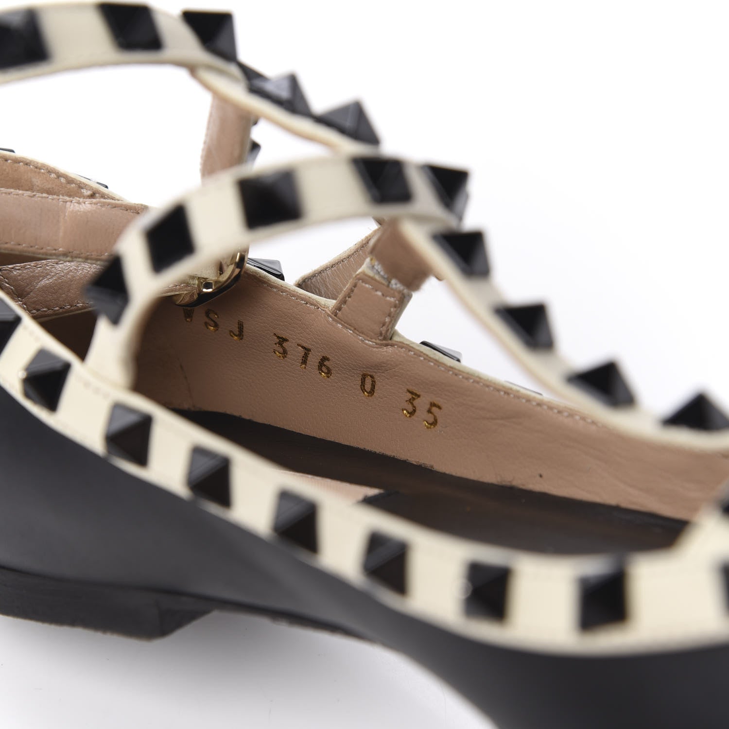Valentino Garavani Nappa Rockstud Cage Ballerina Flats 35 Black Ivory 8 of 9