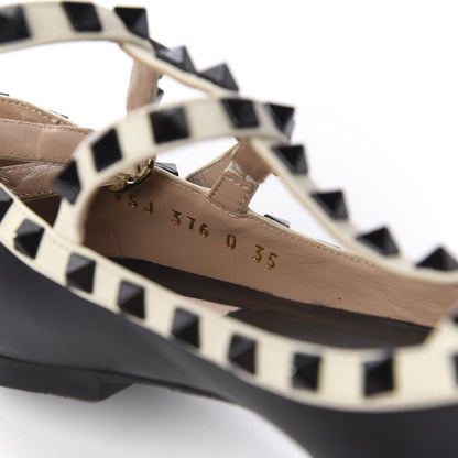 Valentino Garavani Nappa Rockstud Cage Ballerina Flats 35 Black Ivory 8 of 9