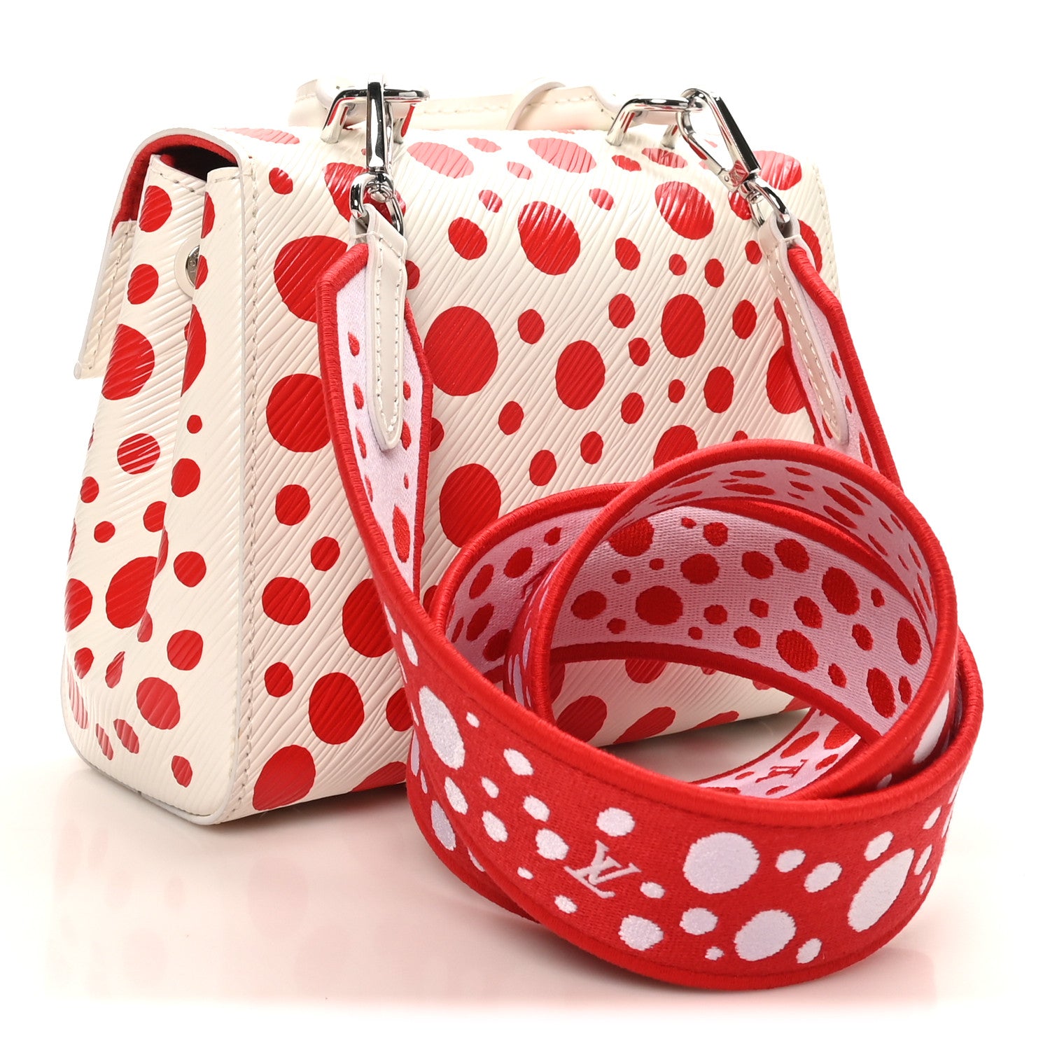 Louis Vuitton LV X YK Monogram Kusama Epi Cluny Mini White Red 3 of 9