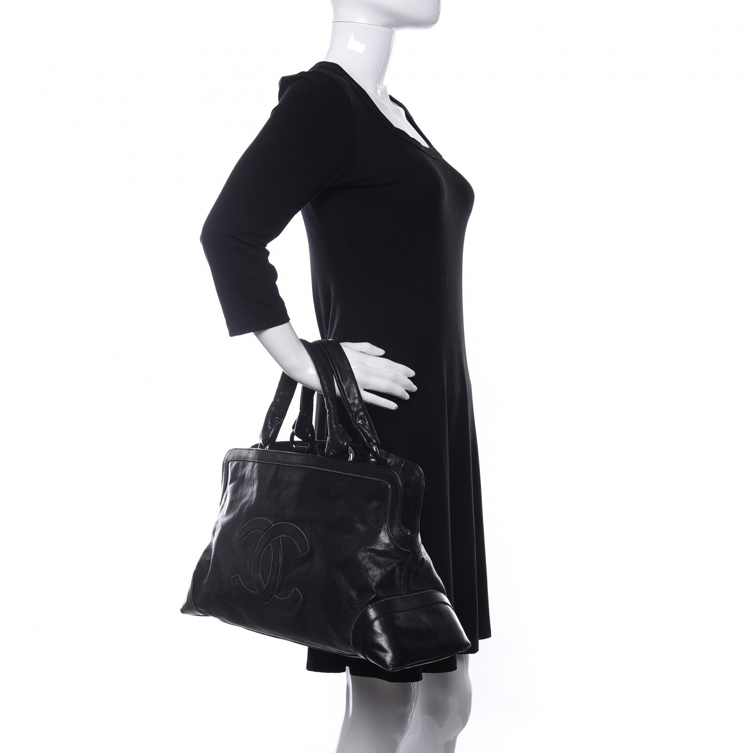 Chanel Lambskin East West Soho Shopper Black 2 of 11