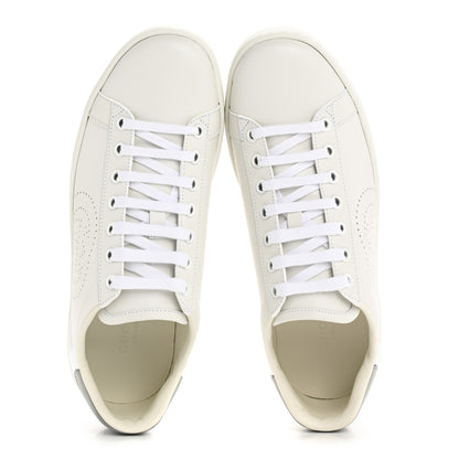 Gucci Calfskin Interlocking G Perforated Womens Ace Sneakers 38 White Grey Sky 2 of 10