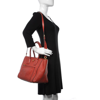 Prada Vitello Daino Shopping Tote Rosso 2 of 12
