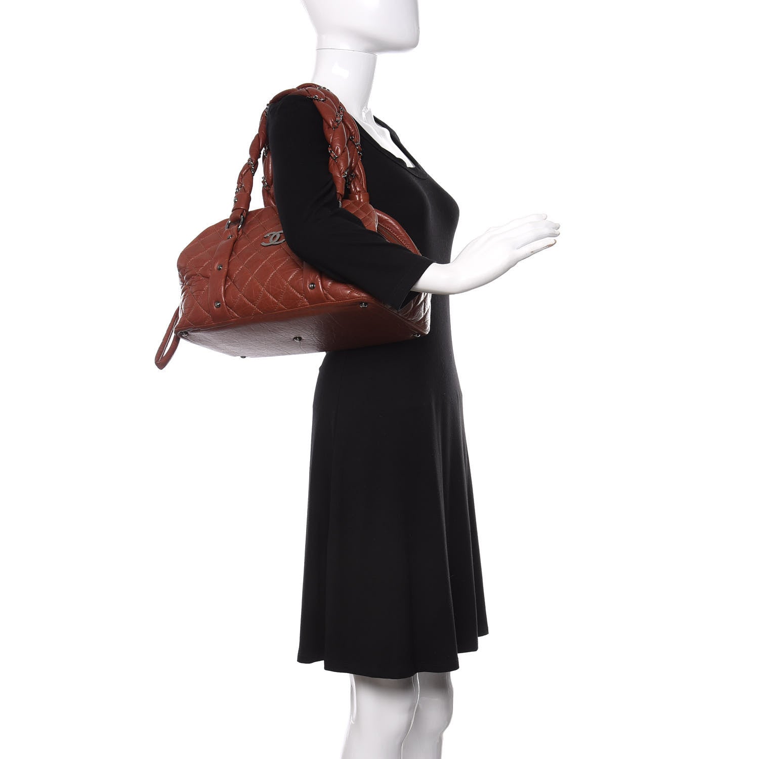 Chanel Distressed Lambskin Vintage Ligne Lady Braid Tote Brown 2 of 11