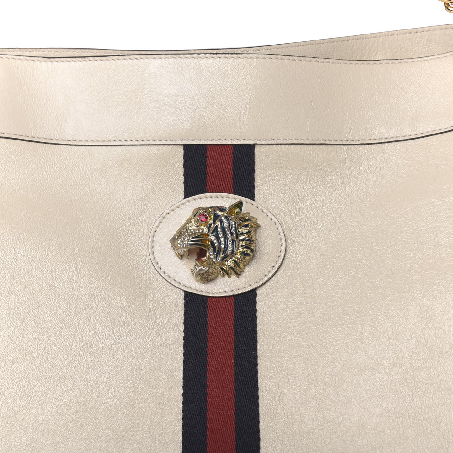 Calfskin Maxi Rajah Chain Tote White
